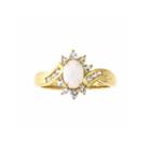 Womens White Opal Gold Over Silver Cocktail Ring