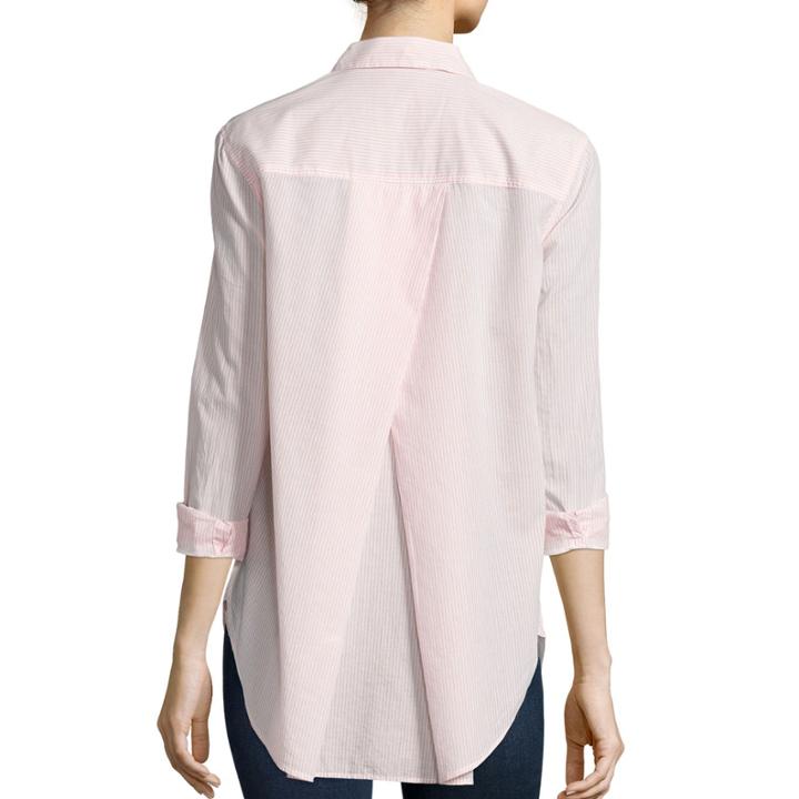 Stylus&trade; Long-sleeve Back-pleat Oversized Shirt- Petites