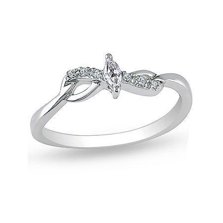 1/10 Ct. T.w. Diamond 10k White Gold Marquise Bridal Ring