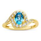 Womens Genuine Blue Blue Topaz Gold Over Silver Cocktail Ring