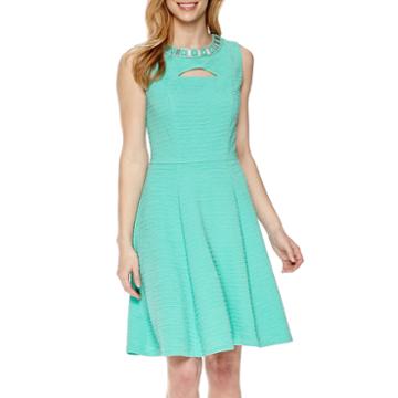 Studio 1 Embellished Fit-and-flare Dress
