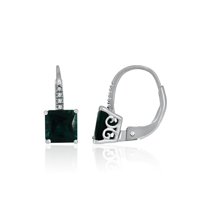 Lab-created Emerald & White Sapphire Sterling Silver Earrings