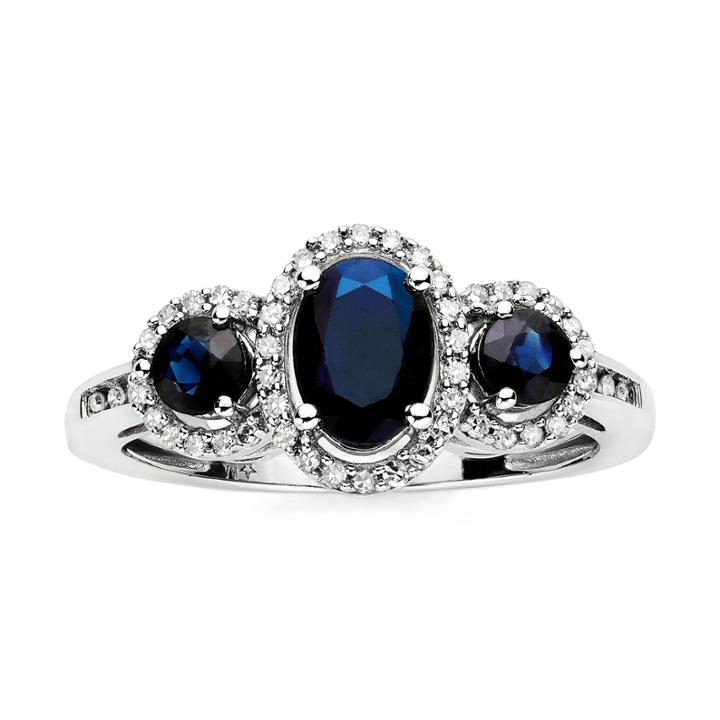 Genuine Blue Sapphire And Diamond-accent 10k White Gold Ring