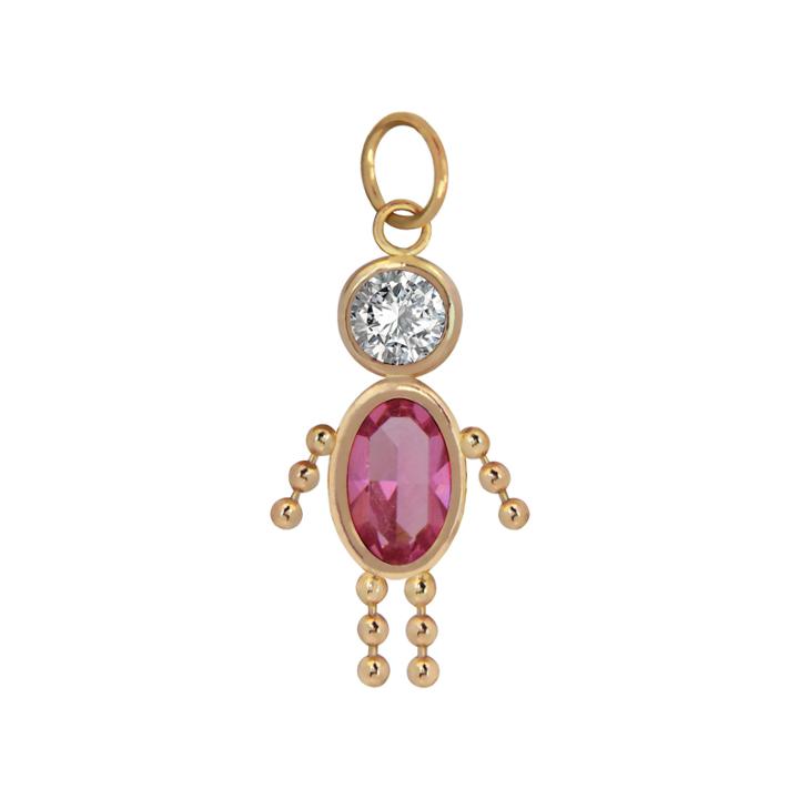 Pink Oval 10k Gold Pendant