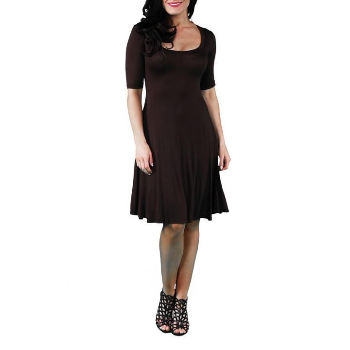 24/7 Comfort Apparel 3/4 Sleeve Fit & Flare Dress