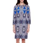 London Style Collection Long-sleeve Medallion Sheath Dress - Petite