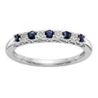 Womens Genuine Blue Sapphire & Genuine Diamond Accent 14k White Gold Wedding Band