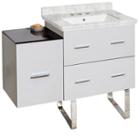 37.75-in. W Floor Mount White Vanity Set For 3h8-in. Drilling Bianca Carara Top White Um Sink