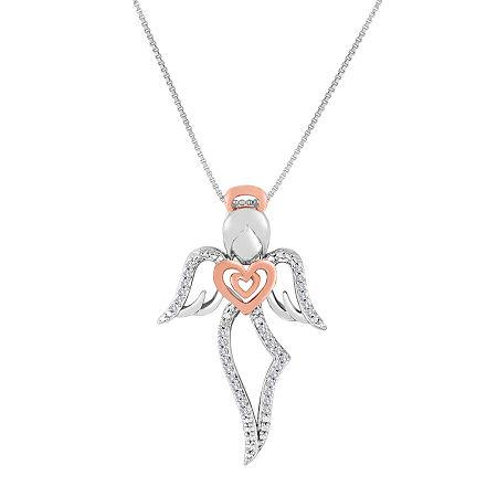 Forevermine 1/10 Ct. T.w. Diamond Two-tone Angel Pendant Necklace