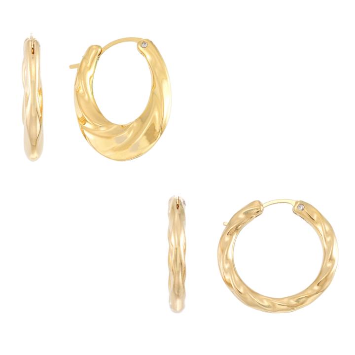 Gold Opulence 2 Pair 14k Gold Over Diamond Resin Earring Sets