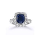 Womens Dyed Blue Sapphire Sterling Silver Halo Ring