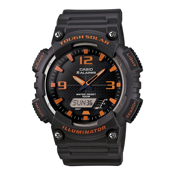 Casio Mens Black Dial Gray Resin Strap Solar Sport Watch Aq-s810w-8a