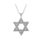 Crystal-accent Sterling Silver Star Of David Pendant Necklace