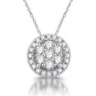 Diamond Blossom Womens White Diamond 10k Gold Pendant Necklace