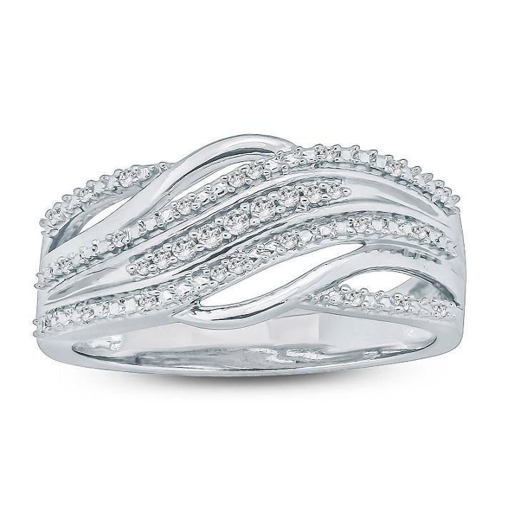 Womens 1/10 Ct. T.w. Diamond White Sterling Silver Cocktail Ring