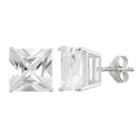 Diamonart Greater Than 6 Ct. T.w. Princess White Cubic Zirconia Sterling Silver Stud Earrings