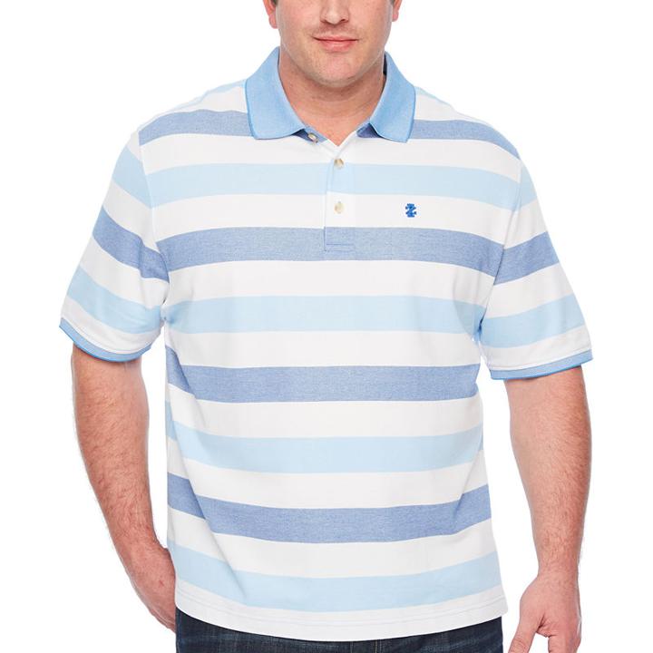 Izod Short Sleeve Natural Stretch Striped Polo Short Sleeve Knit Polo Shirt Big And Tall