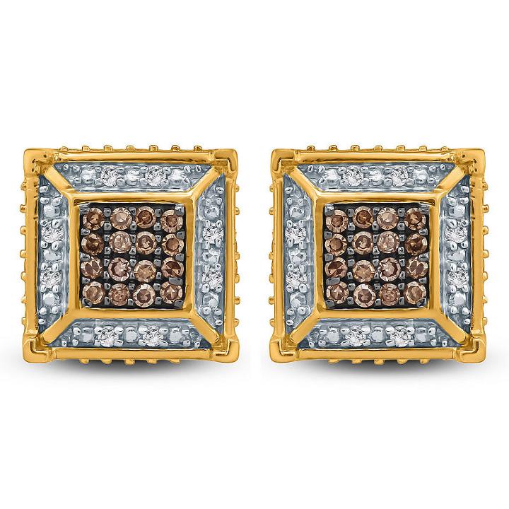 1/4 Ct. T.w. Multi Color Diamond 10k Gold 3.5mm Stud Earrings