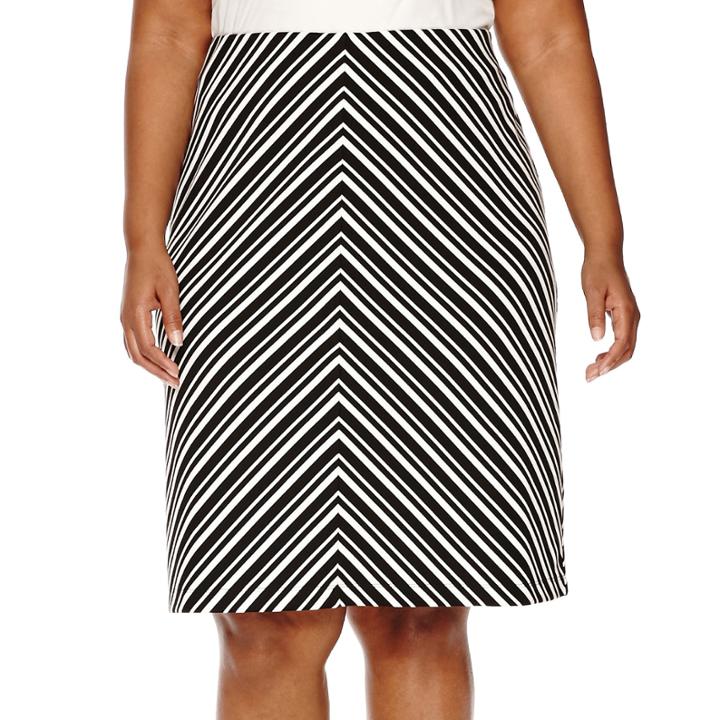 Liz Claiborne Striped Ottoman A-line Skirt - Plus