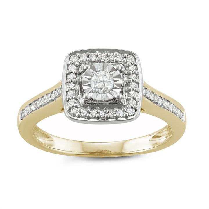 Womens 3/8 Ct. T.w. Round White Diamond Sterling Silver Promise Ring