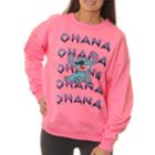 Lilo & Stitch Juniors' Ohana Winking Stitch Neon Crewneck Graphic Sweatshirt