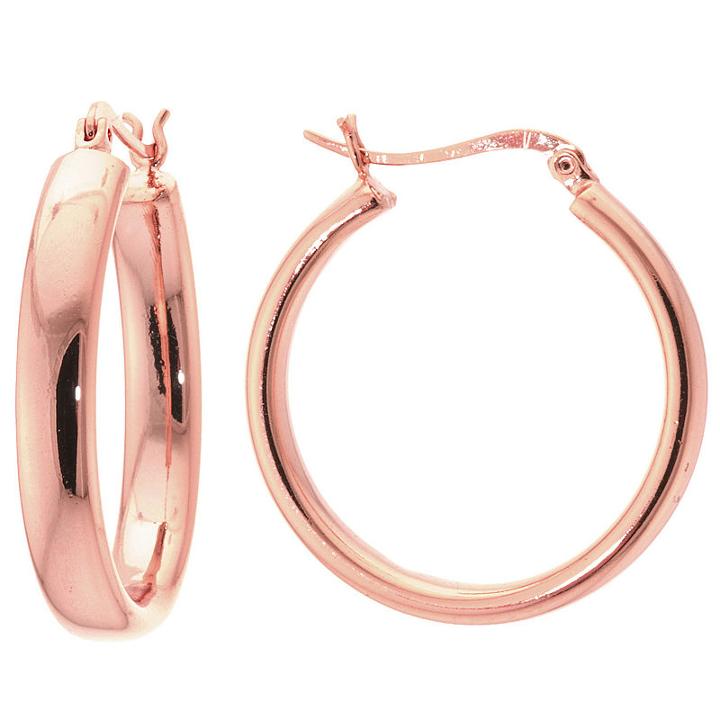 Silver Reflections 30mm Tube Click Top 33mm Round Hoop Earrings