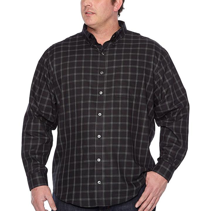 Van Heusen Wrinkle Free Twill Long Sleeve Button-front Shirt-big And Tall