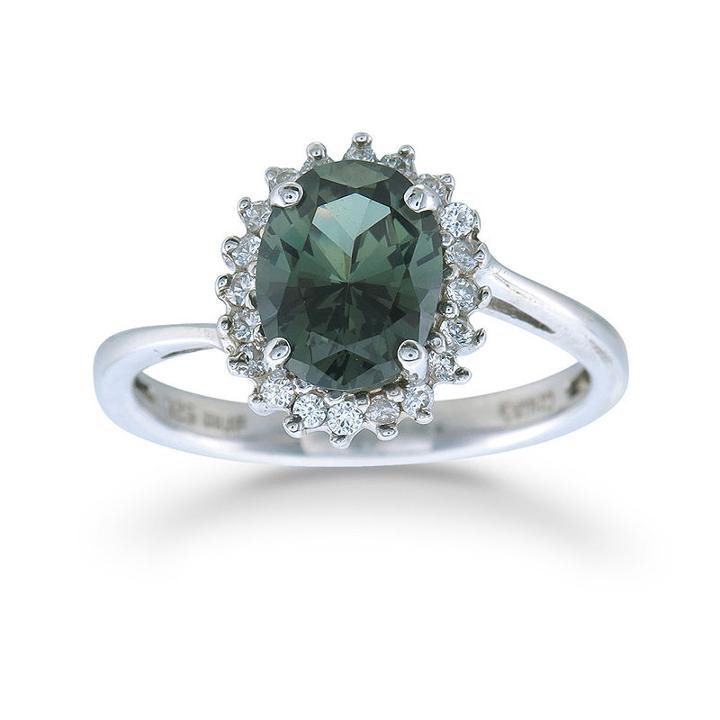 Womens Simulated Spinel Sterling Silver Halo Ring