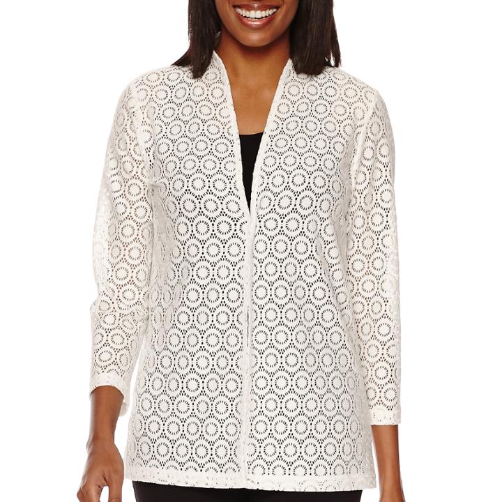 Black Label By Evan-picone Long-sleeve Lace Cardigan