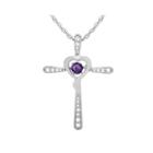 Love In Motion&trade; Genuine Amethyst And Diamond-accent Cross Pendant Necklace