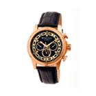 Heritor Automatic Kinser Mens Leather Day & Date-rose Gold Tone/black Watch