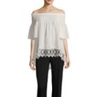 Libby Edelman Off The Shoulder Lace Hem Blouse