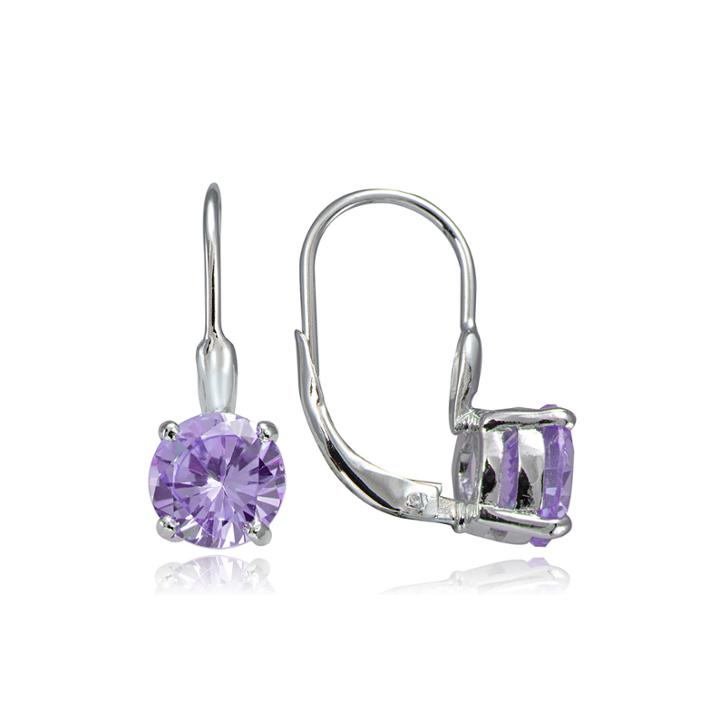 Silver Treasures&trade; Genuine Amethyst Sterling Silver Drop Earrings