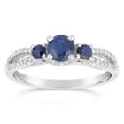 Womens 1/8 Ct. T.w. Genuine Blue Sapphire 10k Gold 3-stone Ring