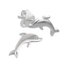 Sterling Silver Dolphin Stud Earrings