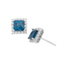 Genuine London Blue Topaz & Lab Created White Sapphire Sterling Silver Earrings