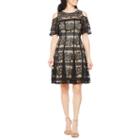 Danny & Nicole Short Sleeve Lace Floral Fit & Flare Dress