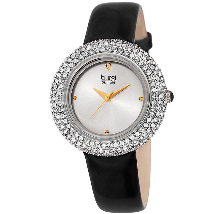 Burgi Womens Black Strap Watch-b-199ssbk