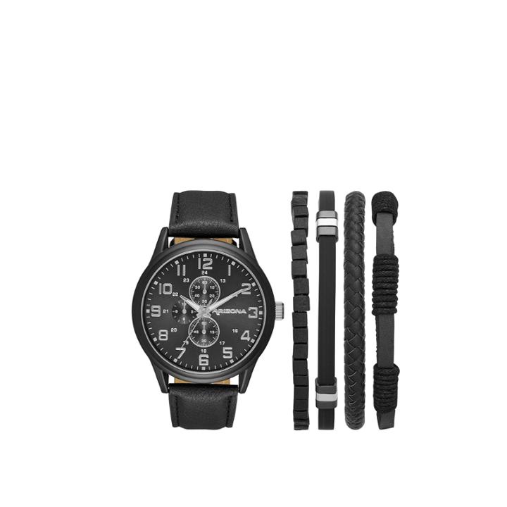 Arizona Mens Black 5-pc. Watch Boxed Set-fmdarz538