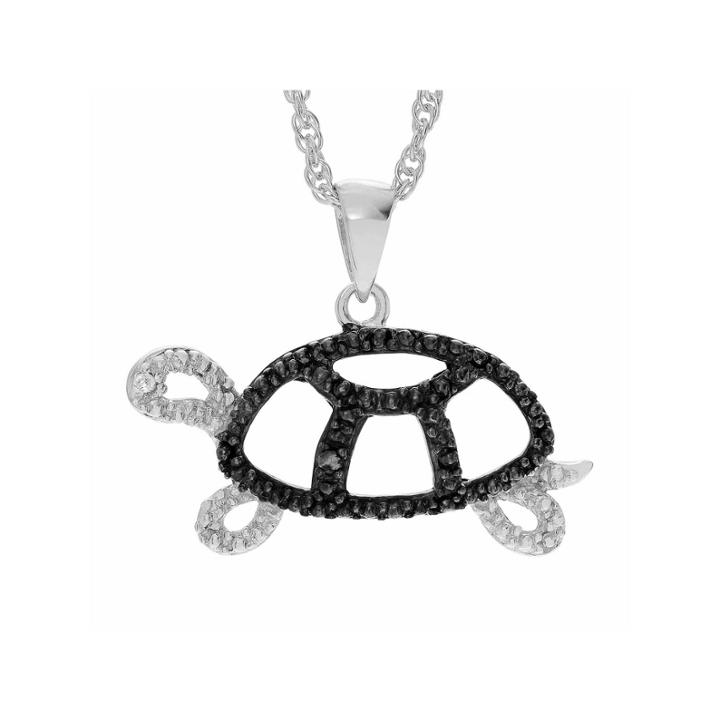 Womens White & Color Enhanced Black Diamond Accent Sterling Silver Pendant Necklace
