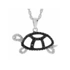Womens White & Color Enhanced Black Diamond Accent Sterling Silver Pendant Necklace