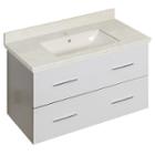 36-in. W Wall Mount White Vanity Set For 1 Hole Drilling Beige Top Biscuit Um Sink