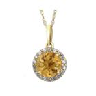 Genuine Citrine And Lab-created White Sapphire 10k Yellow Gold Halo Pendant Necklace