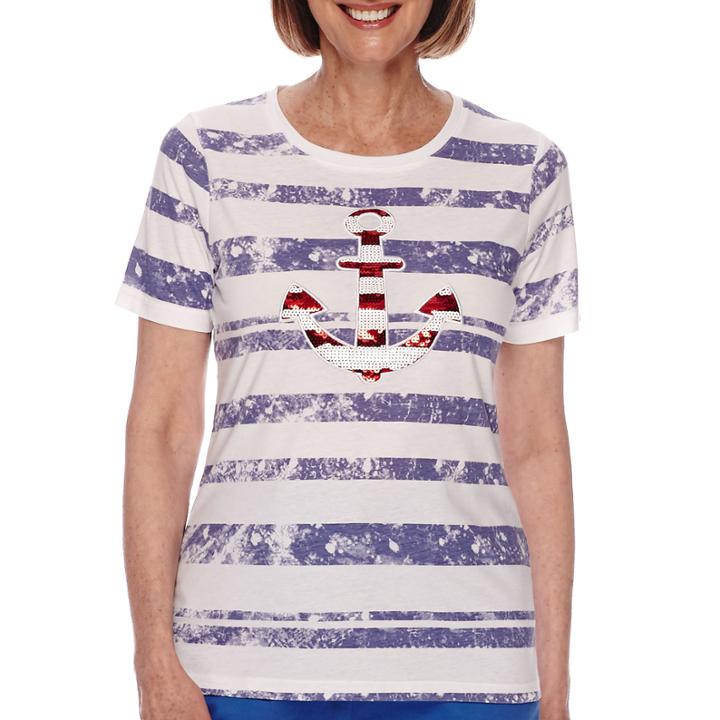 Sag Harbor American Dream Short-sleeve Sequin Top