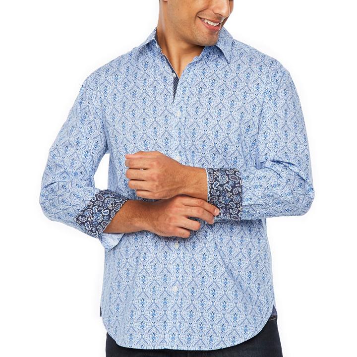 Society Of Threads Long Sleeve Pattern Button-front Shirt