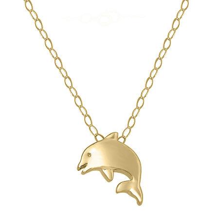 Teeny Tiny 14k Yellow Gold Petite Dolphin Pendant Necklace