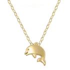 Teeny Tiny 14k Yellow Gold Petite Dolphin Pendant Necklace
