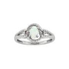 Womens Diamond Accent Lab Created White Opal Sterling Silver Halo Ring