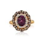 Limited Quantities Grand Sample Sale By Le Vian Raspberry Rhodolite, Vanilla Sapphires & Chocolate Quartz 14k Strawberry Gold Ring