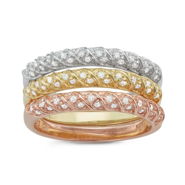 Womens 1/10 Ct. T.w. Round White Cubic Zirconia Stackable Ring